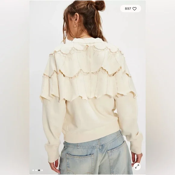Free People Fluttercape Sweatshirt. NWT. Ivory - Picture 4 of 4